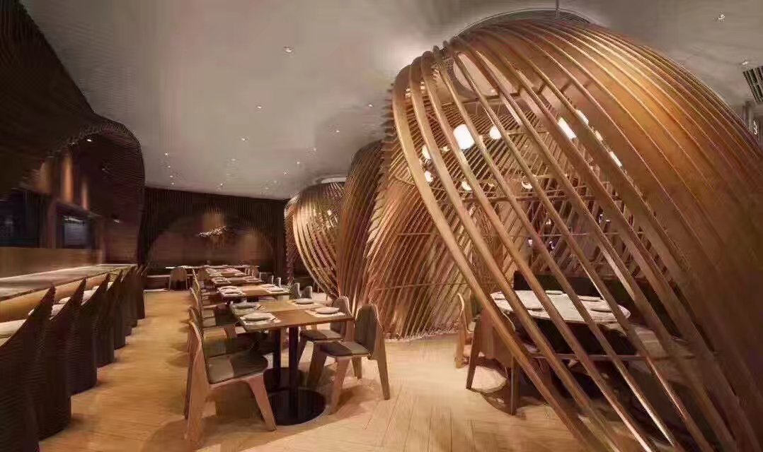 弯曲方通鸟笼式包间